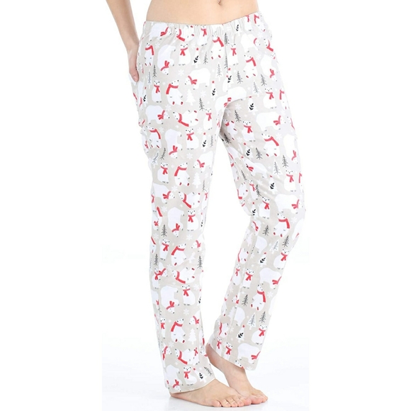 Women's Polar Bear Snow Christmas Flannel PJ Set - Picture 3 of 5